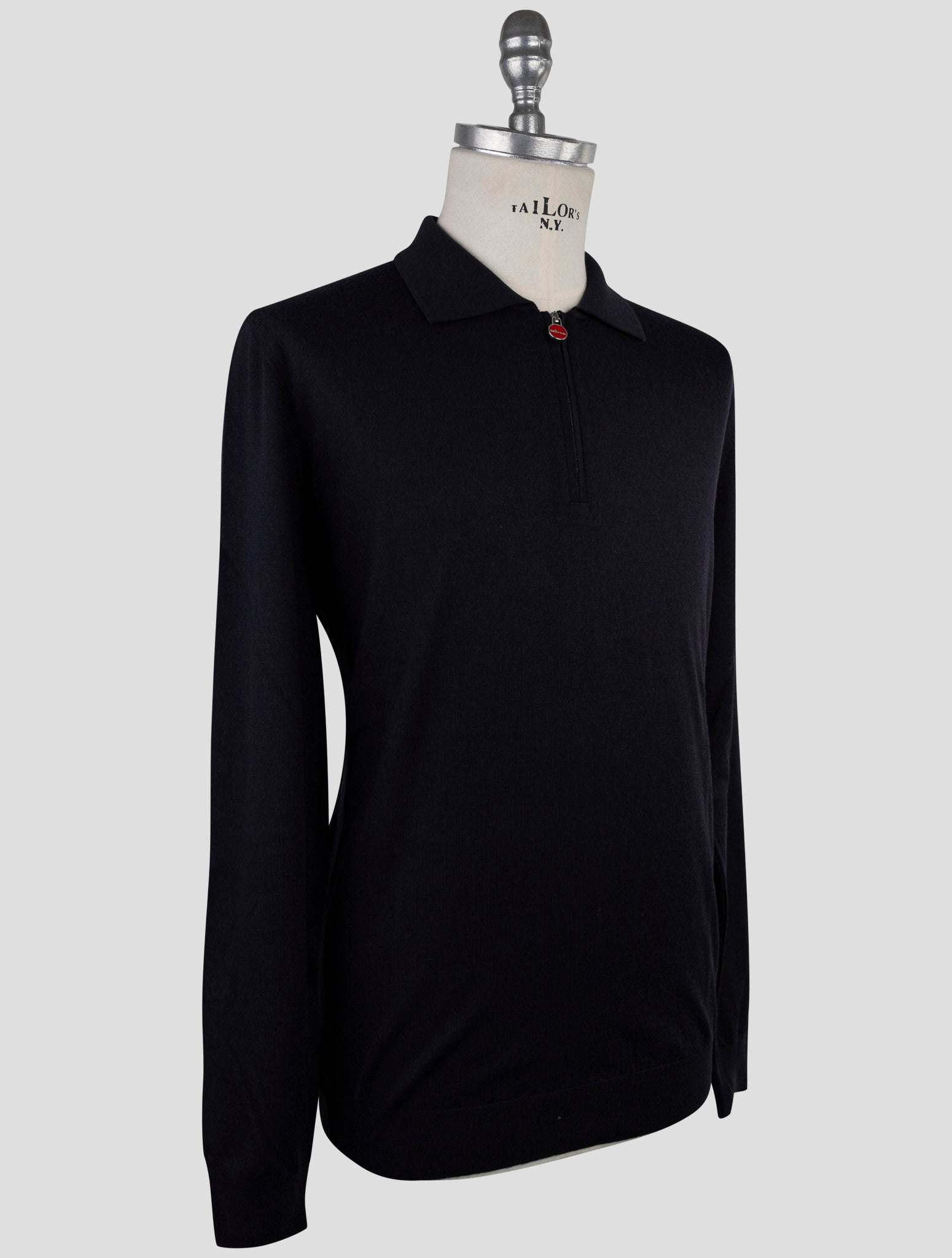 Kiton Dark Blue Wool Sweater Polo