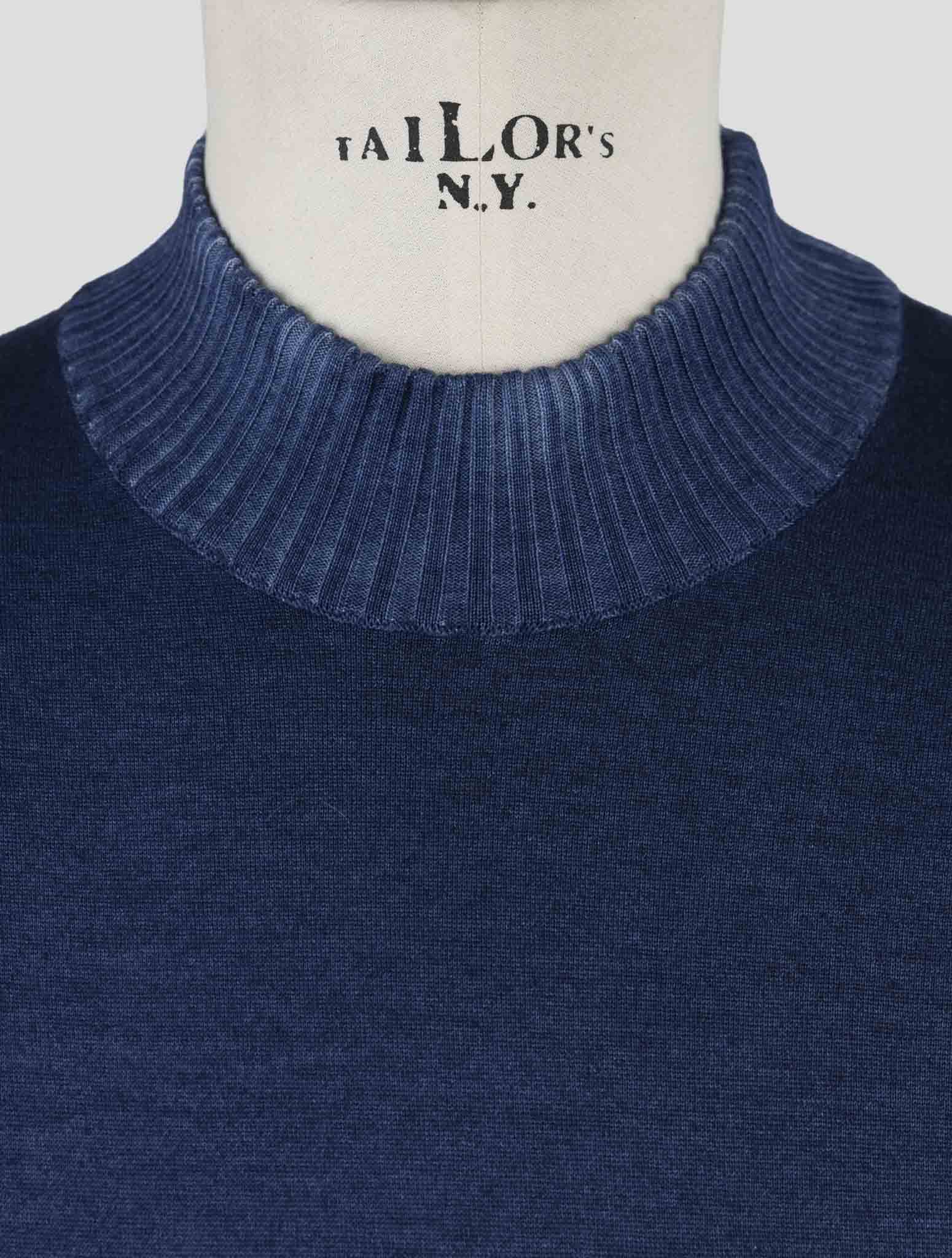 Kiton Blue Cashmere Silk Sweater Half Neck