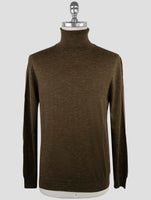 Kiton Green Silk Cashmere Linen Sweater Turtleneck