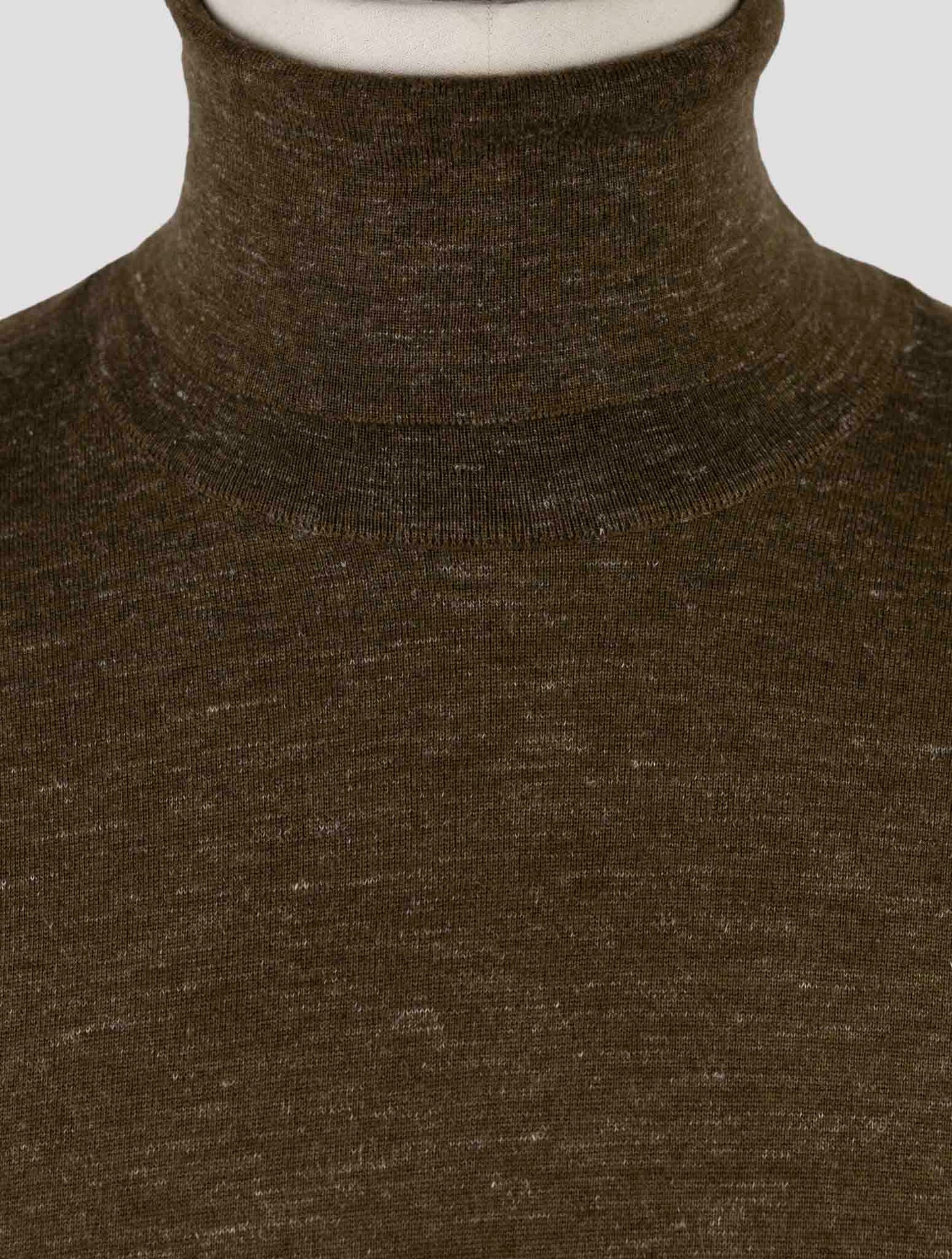 Kiton Green Silk Cashmere Linen Sweater Turtleneck