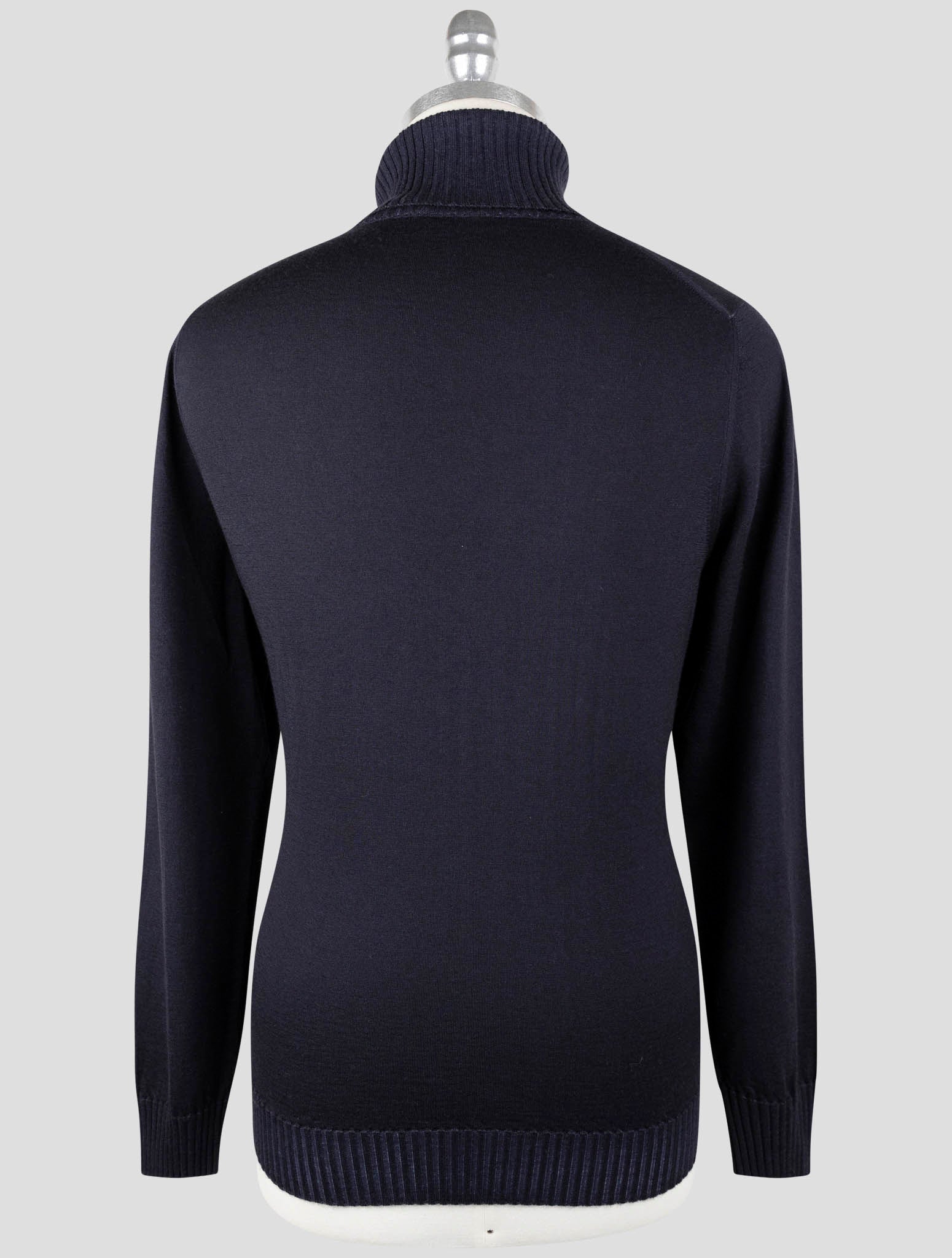 Kiton Dark Blue Cashmere Silk Sweater Turtleneck