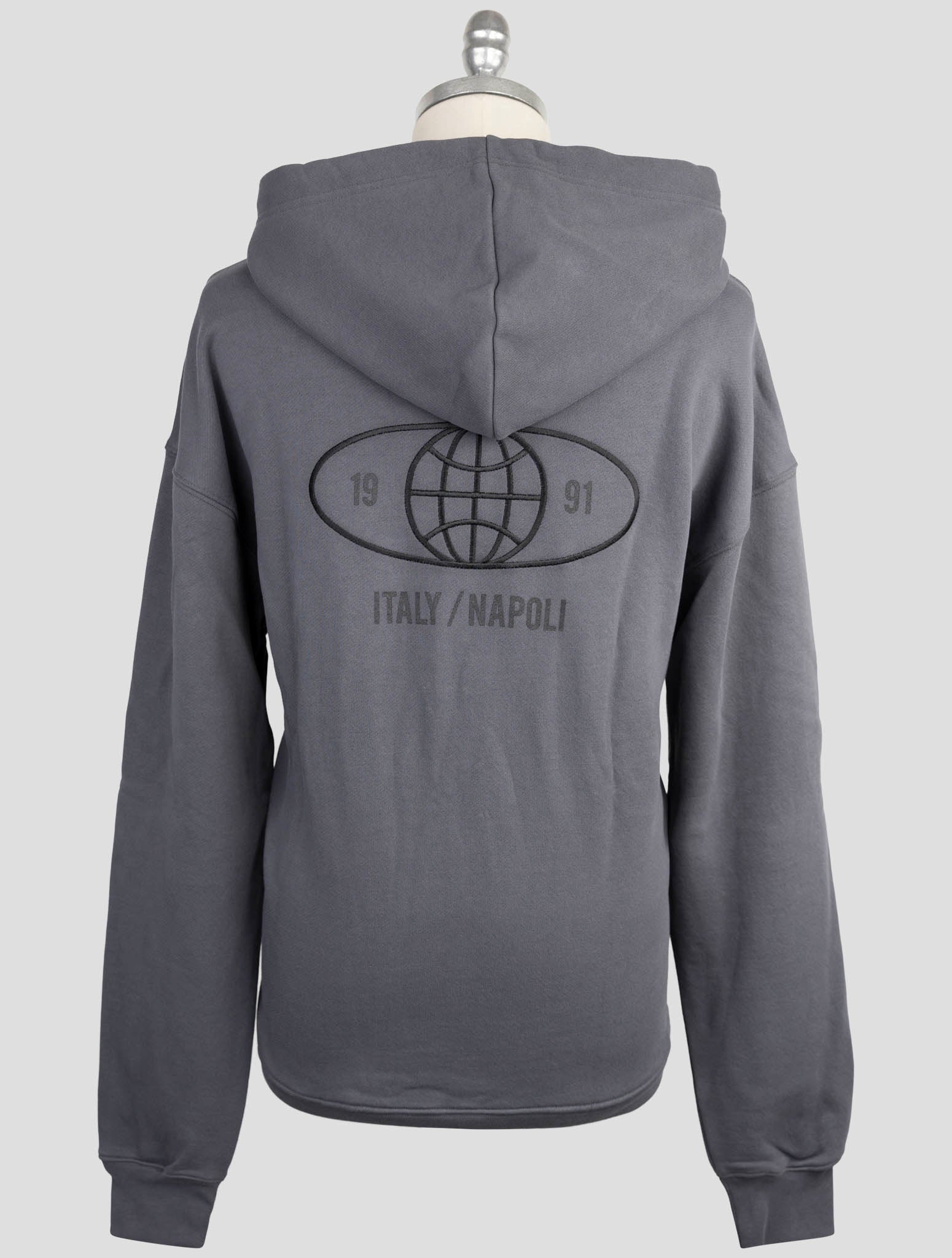 Kiton Knt Gray Cotton Sweater Hoodie