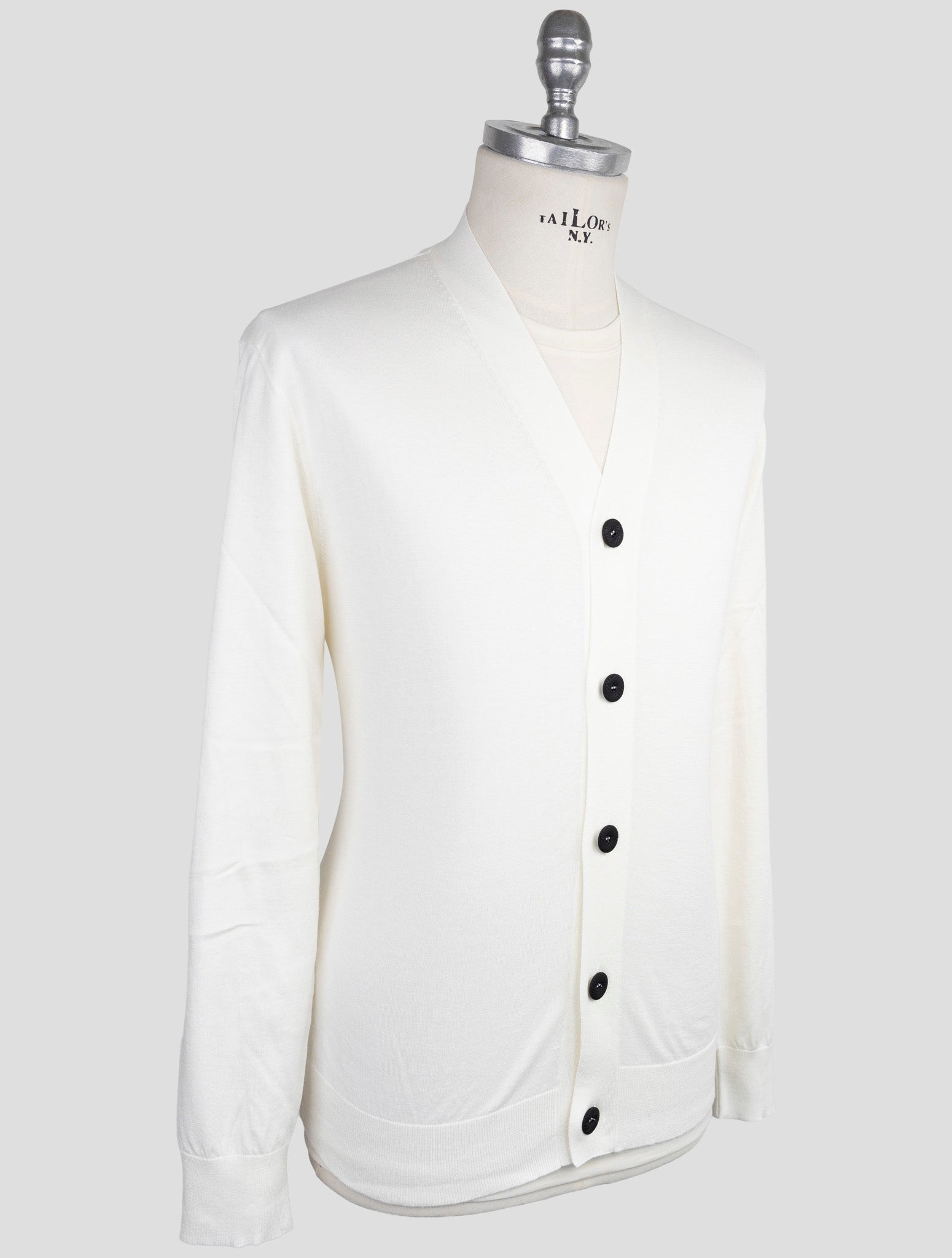 Kiton Knt White Cotton Sweater Cardigan