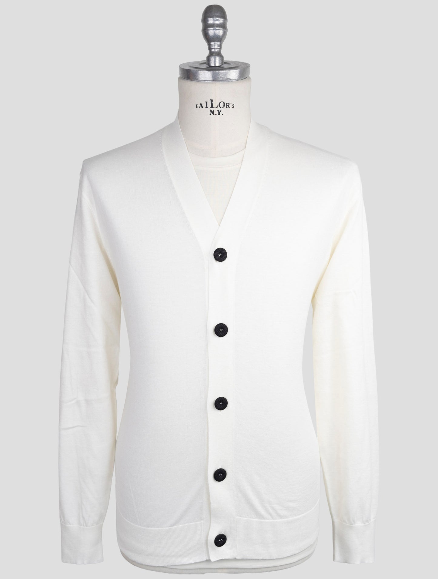 Kiton Knt White Cotton Sweater Cardigan
