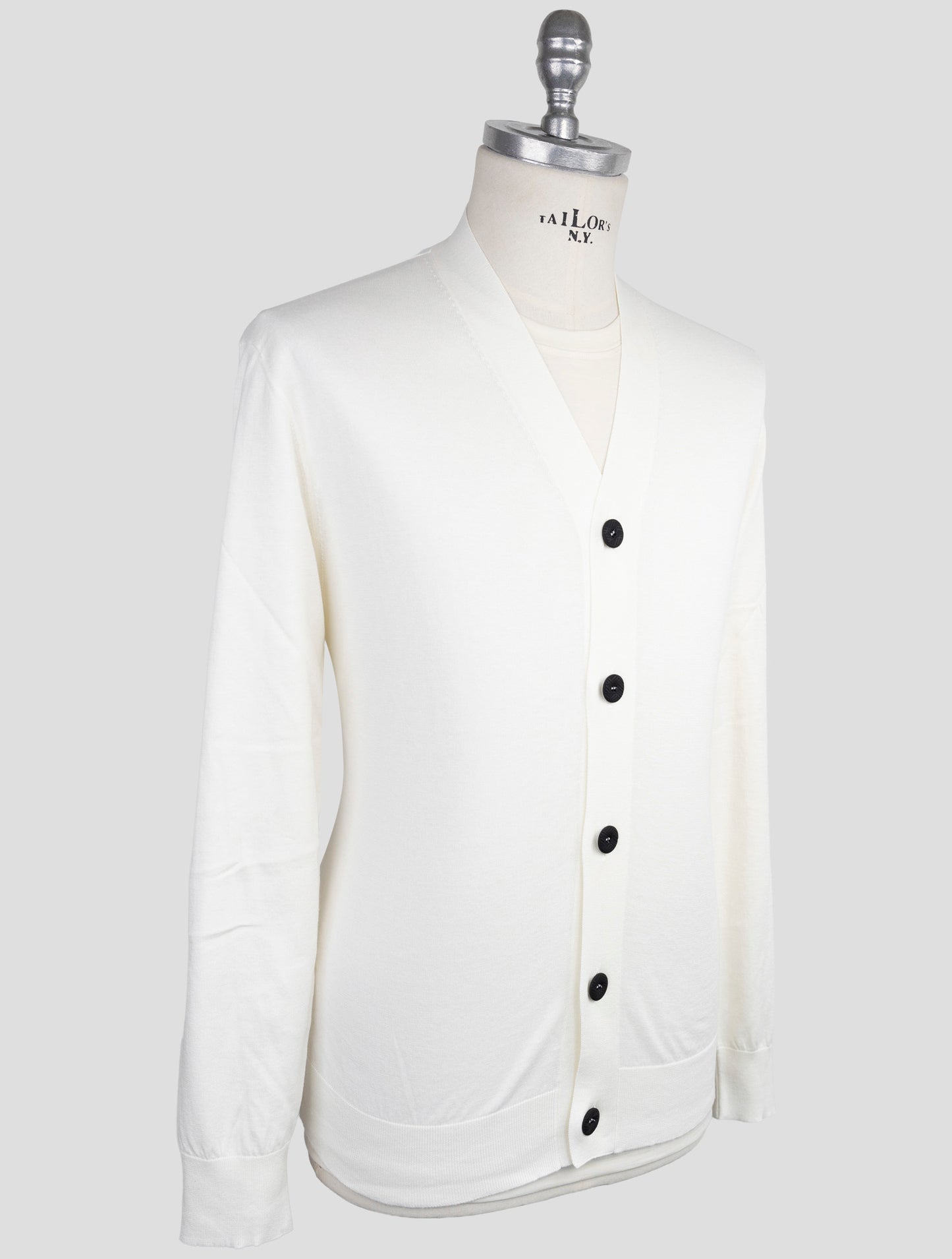 Kiton Knt White Cotton Sweater Cardigan