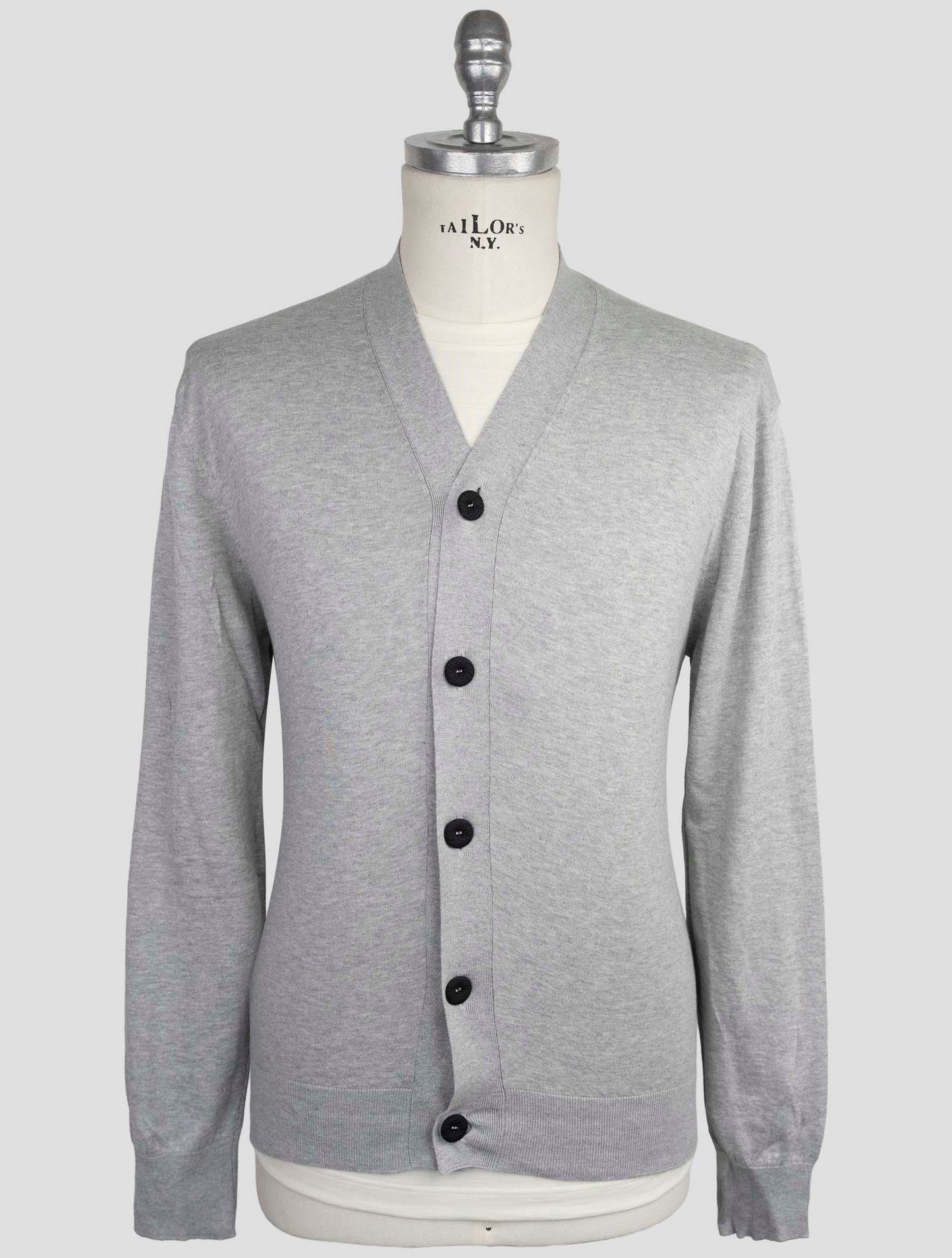 Kiton Knt Gray Cotton Sweater Cardigan