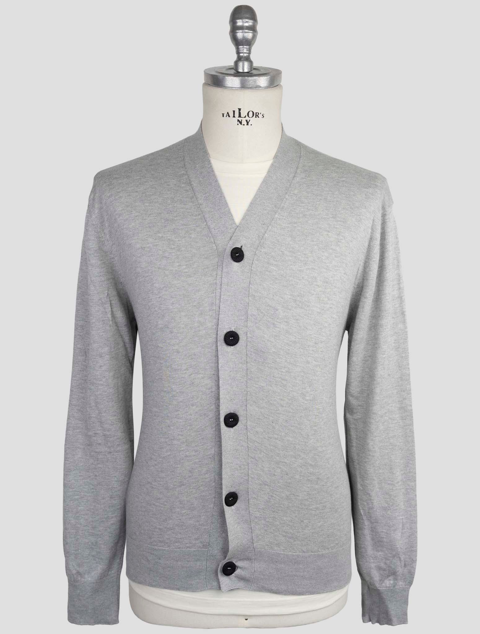 Kiton Knt Gray Cotton Sweater Cardigan