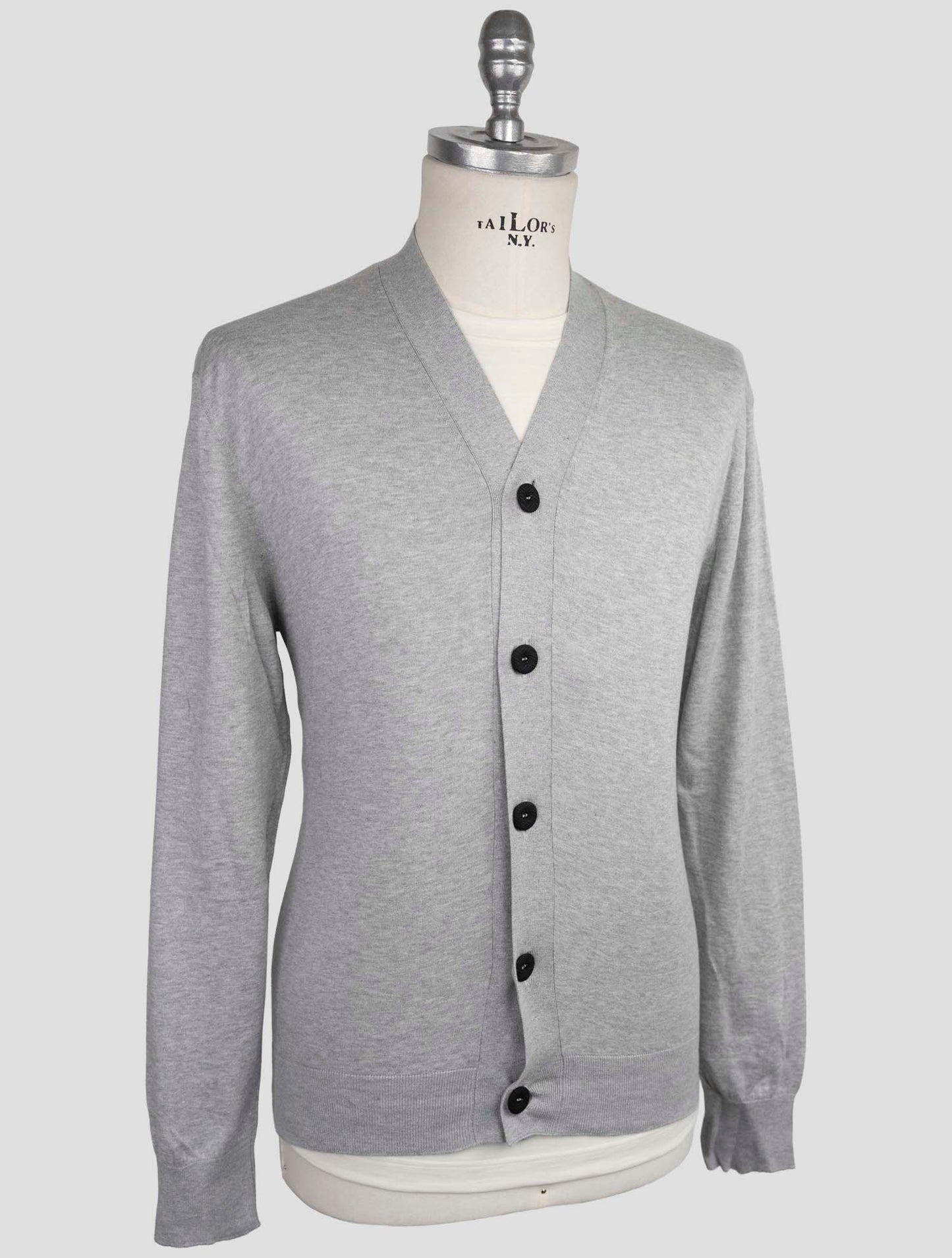 Kiton Knt Gray Cotton Sweater Cardigan