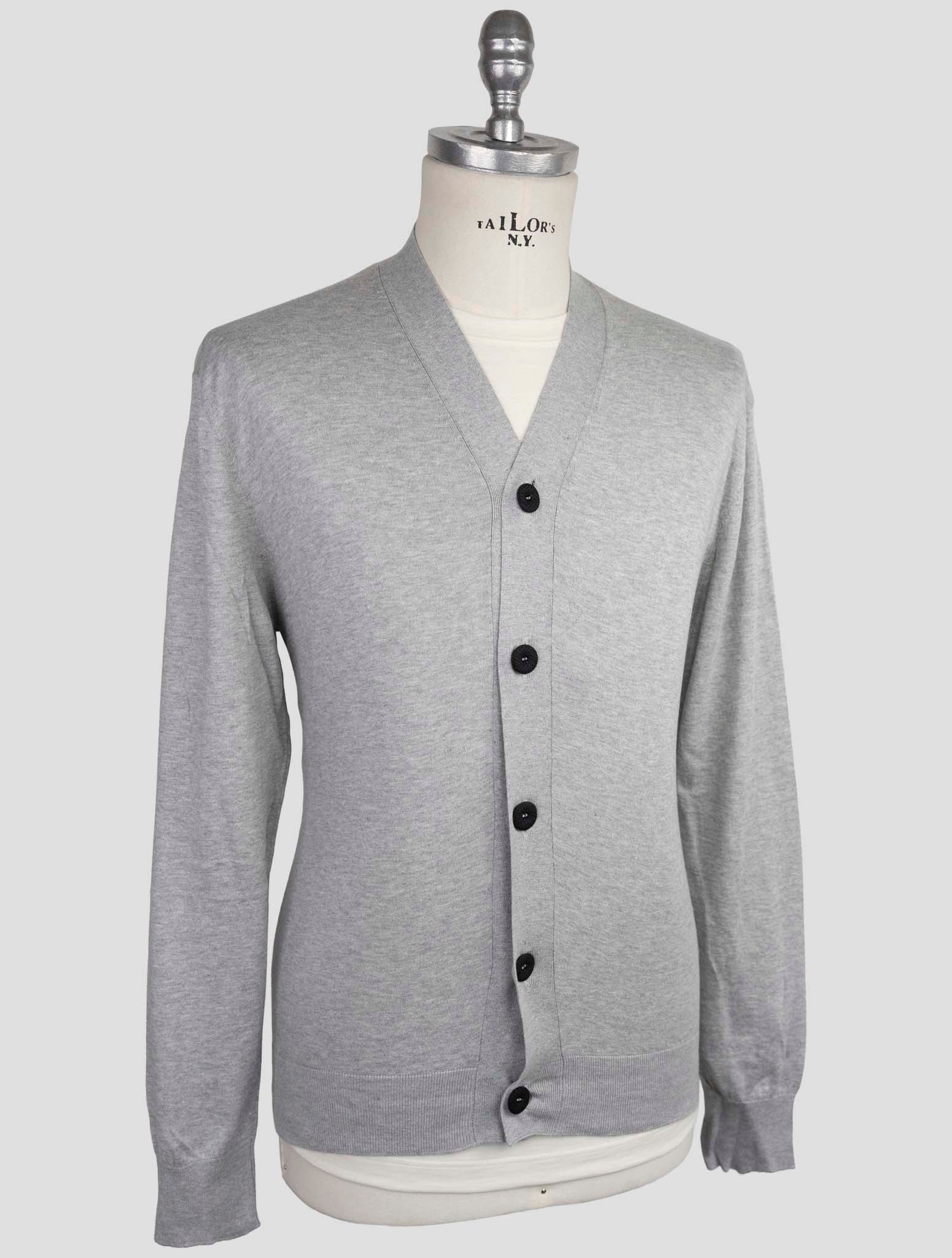 Kiton Knt Gray Cotton Sweater Cardigan