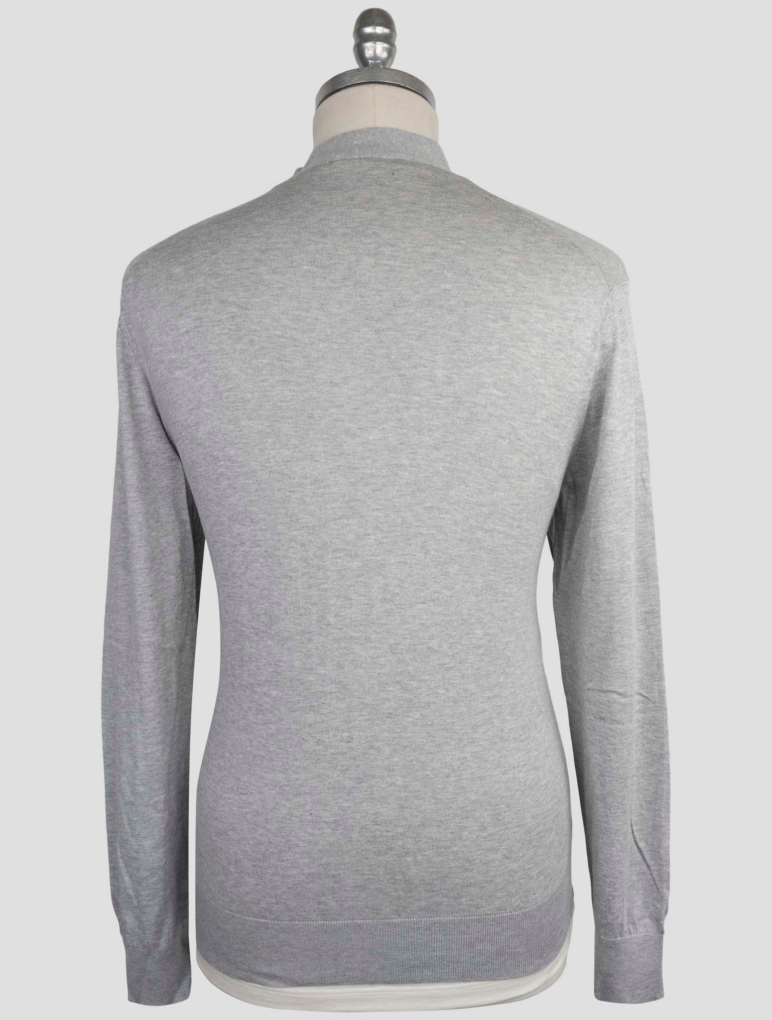 Kiton Knt Gray Cotton Sweater Cardigan