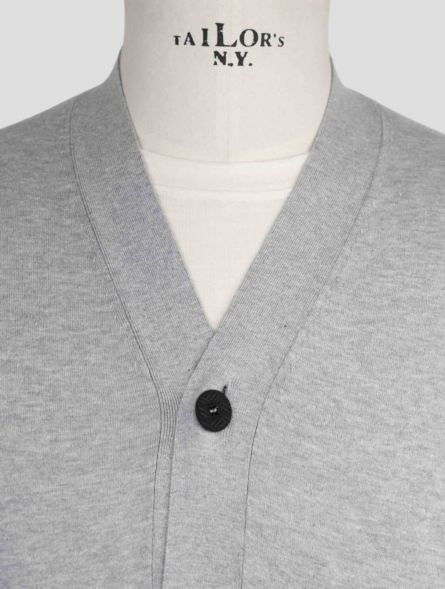 Kiton Knt Gray Cotton Sweater Cardigan