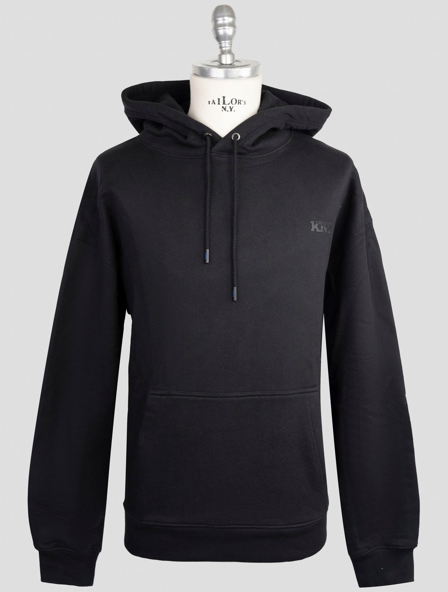 Kiton Knt Black Cotton Sweater Hoodie
