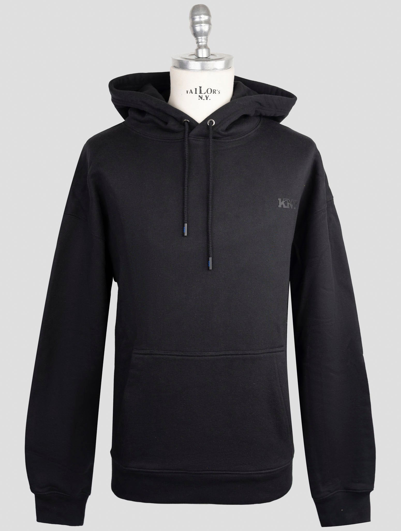 Kiton Knt Black Cotton Sweater Hoodie
