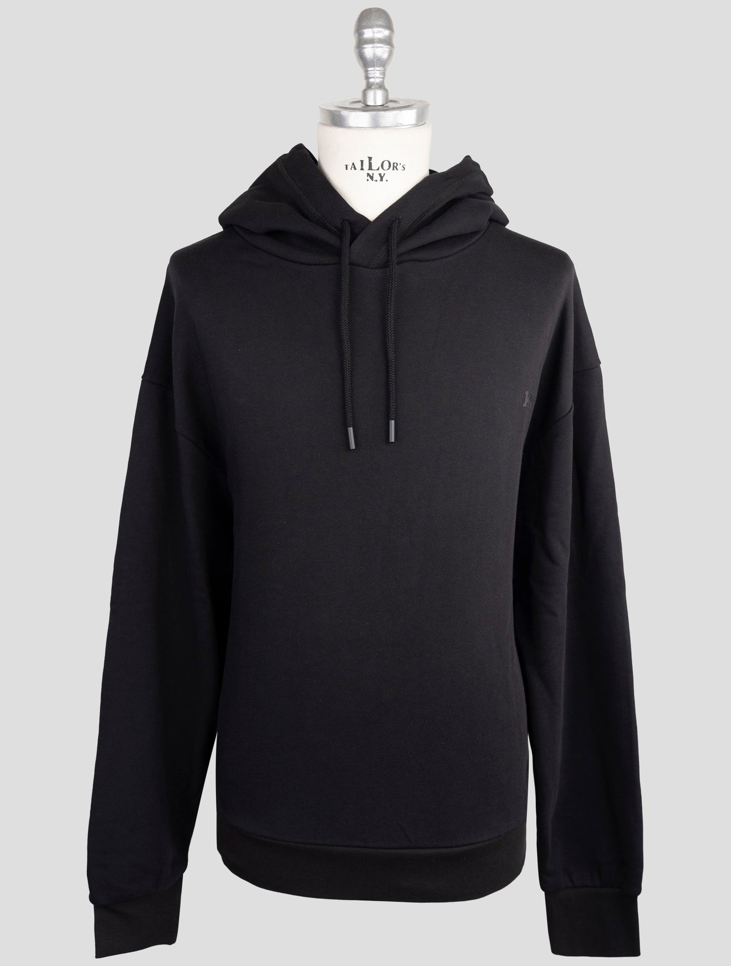 Kiton Knt Black Cotton Sweater Hoodie