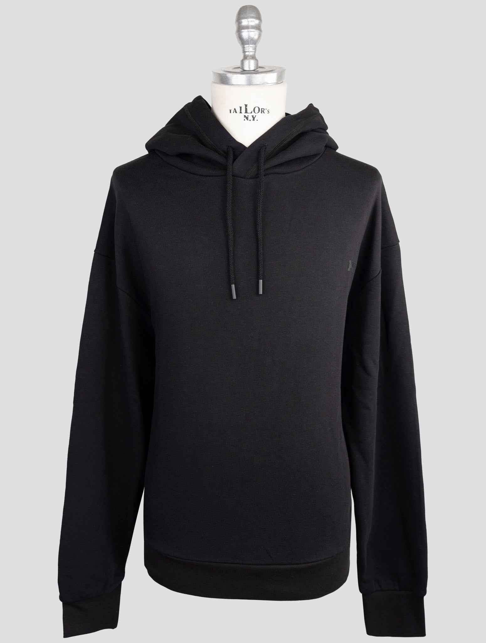 Kiton Knt Black Cotton Sweater Hoodie