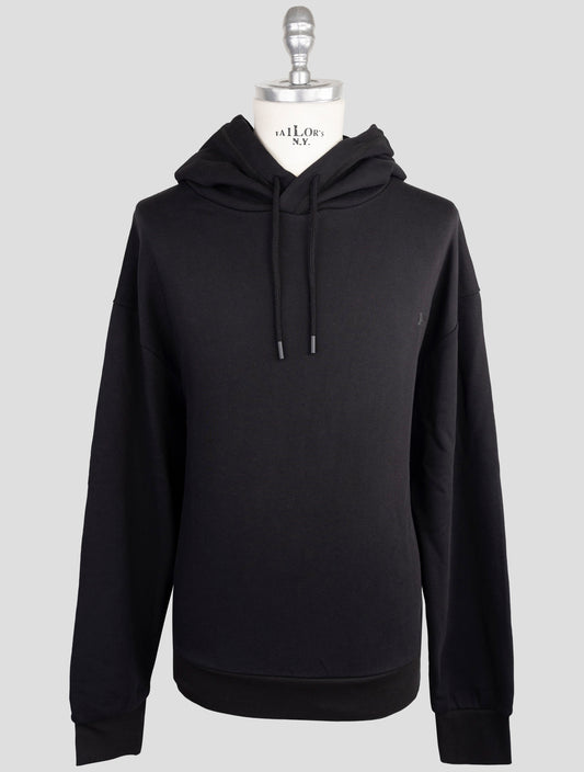 Kiton Knt Black Cotton Sweater Hoodie