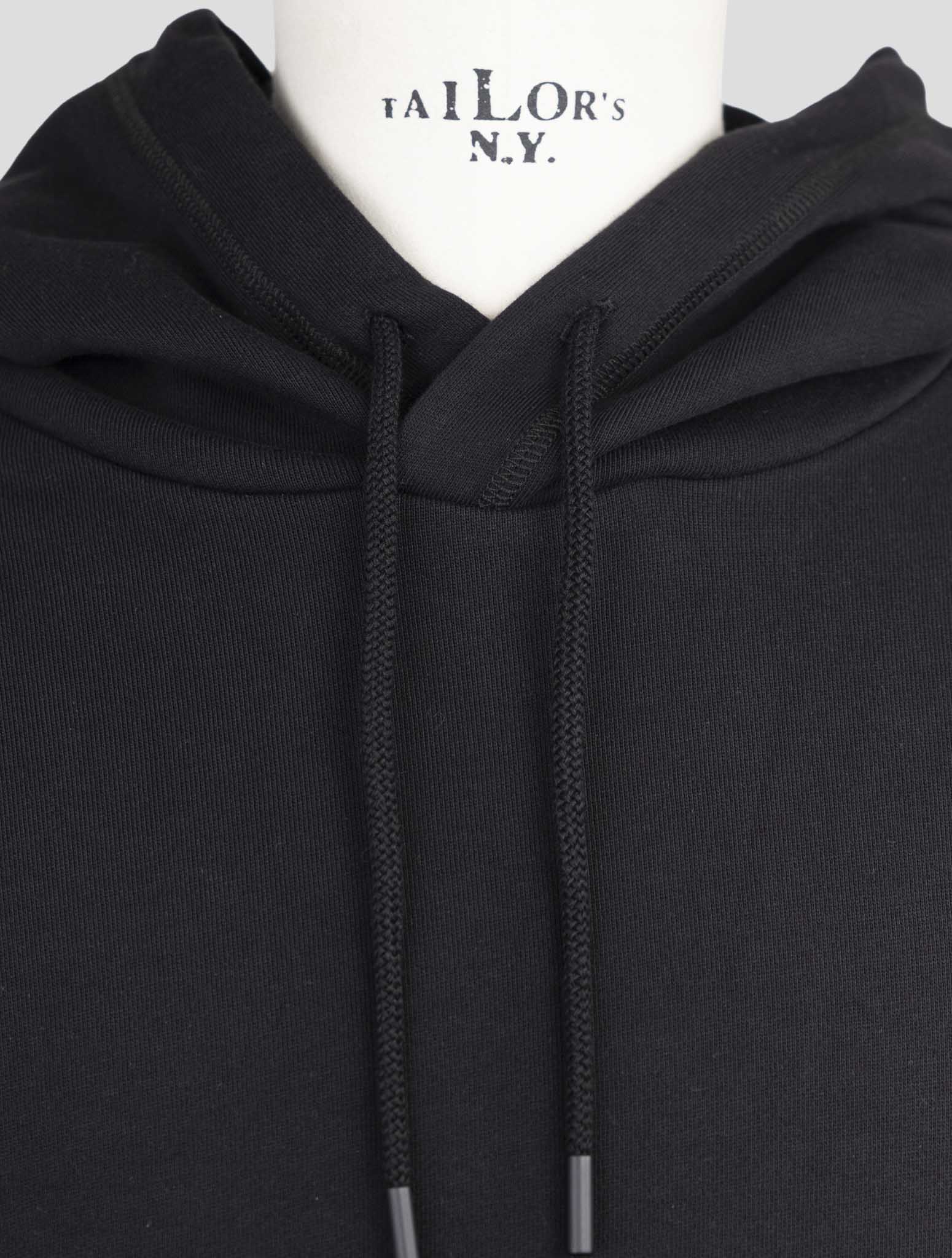 Kiton Knt Black Cotton Sweater Hoodie