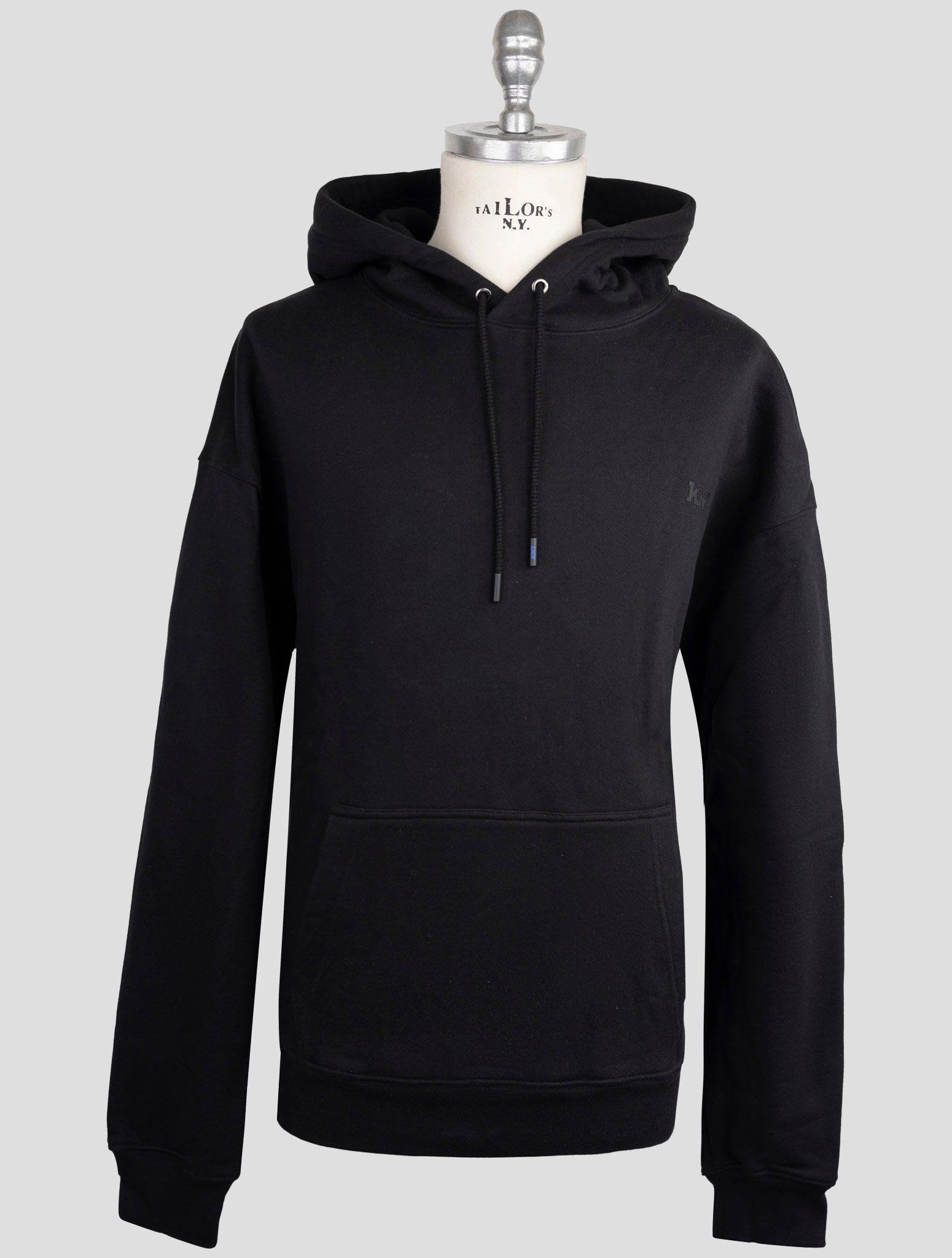 Kiton Knt Black Cotton Sweater Hoodie