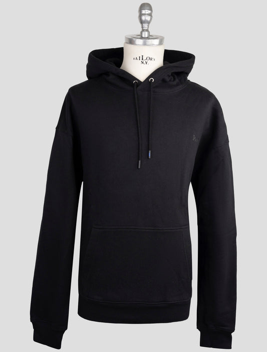 Kiton Knt Black Cotton Sweater Hoodie