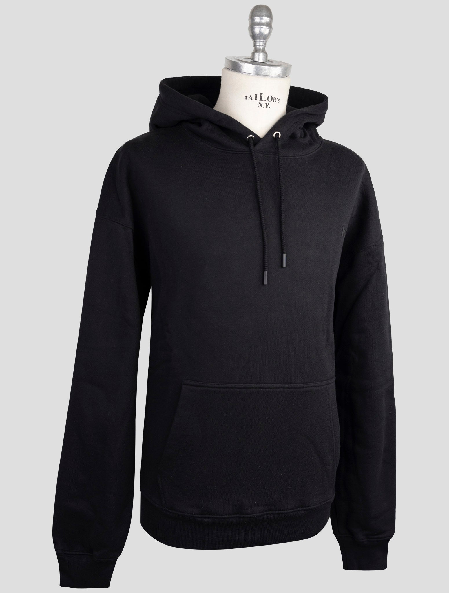 Kiton Knt Black Cotton Sweater Hoodie