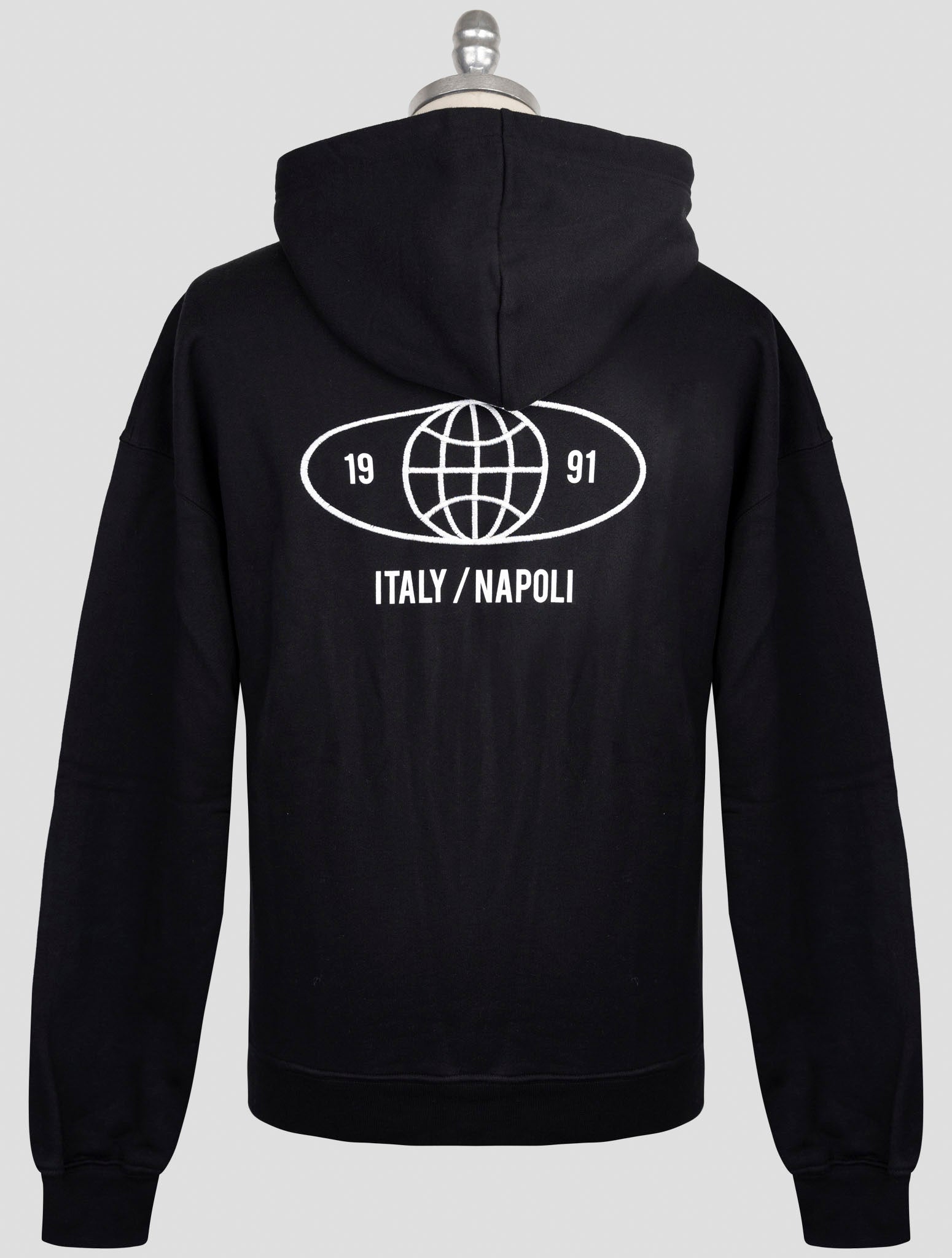 Kiton Knt Black Cotton Sweater Hoodie