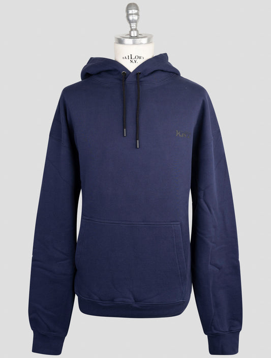 Kiton Knt Blue Cotton Sweater Hoodie