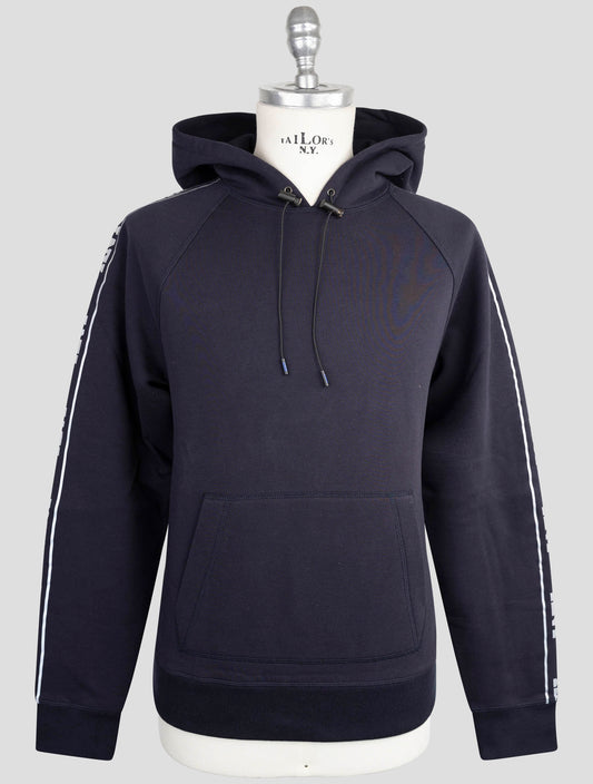 Kiton Knt Blue Cotton Sweater Hoodie