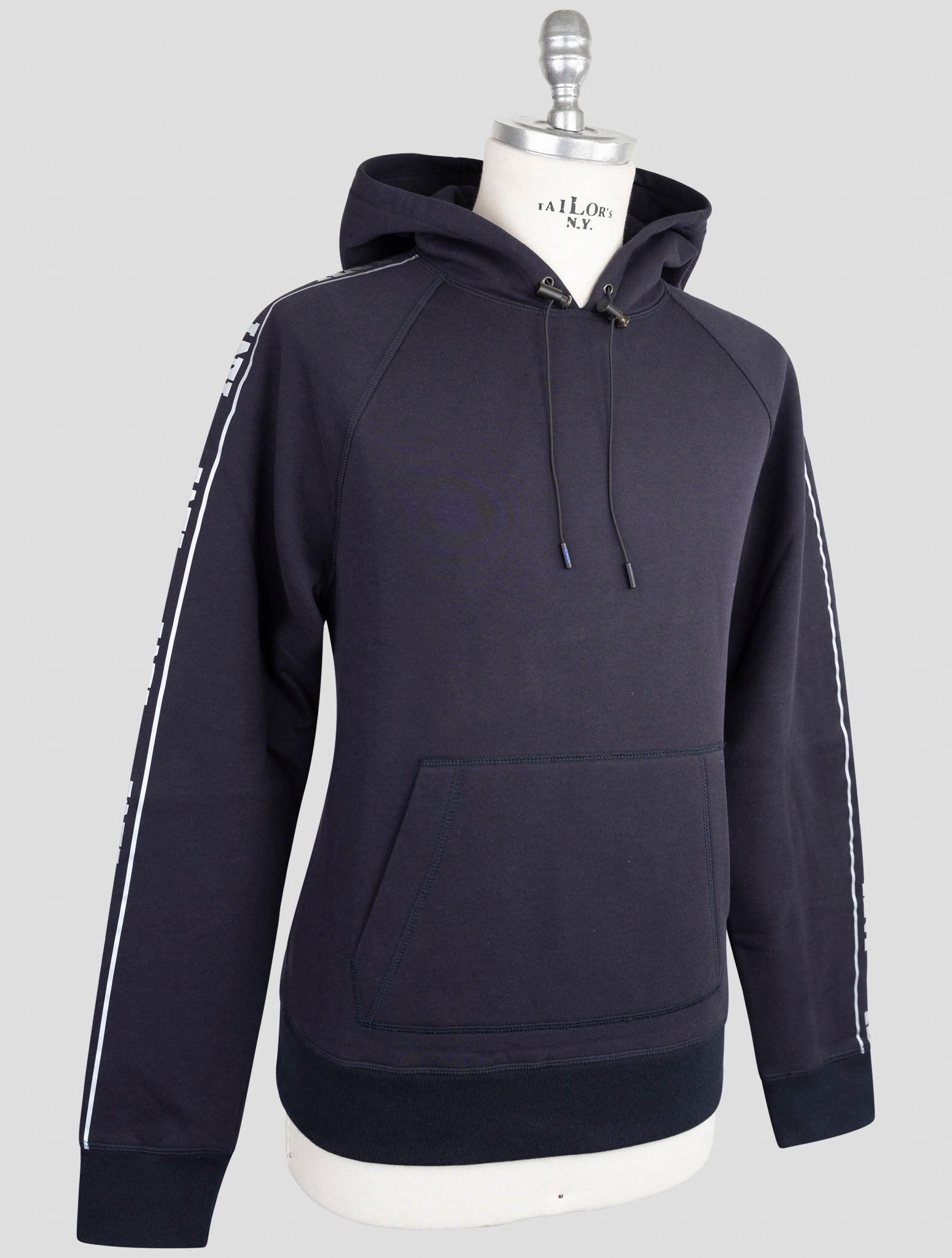 Kiton Knt Blue Cotton Sweater Hoodie