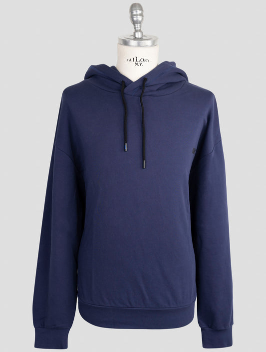 Kiton Knt Blue Cotton Sweater Hoodie