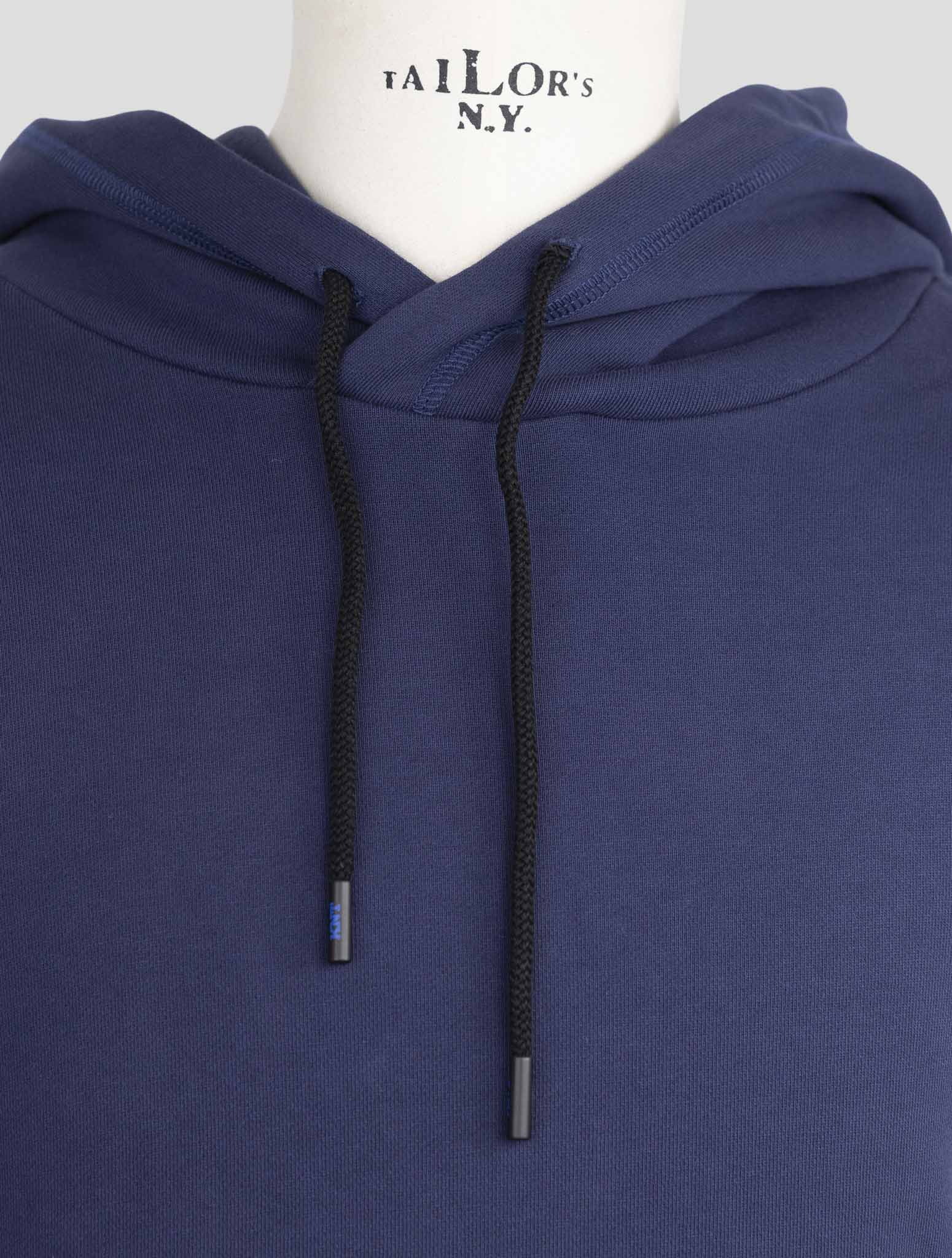 Kiton Knt Blue Cotton Sweater Hoodie