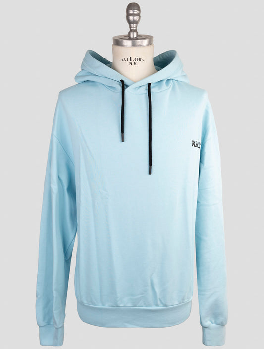 Kiton Knt Light Blue Cotton Sweater Hoodie