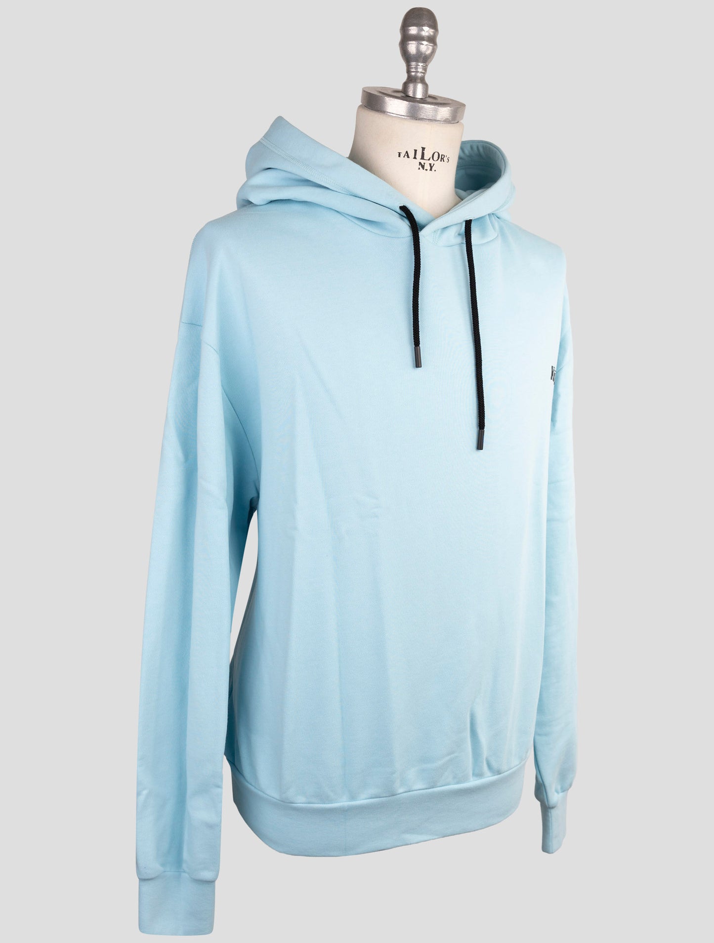 Kiton Knt Light Blue Cotton Sweater Hoodie