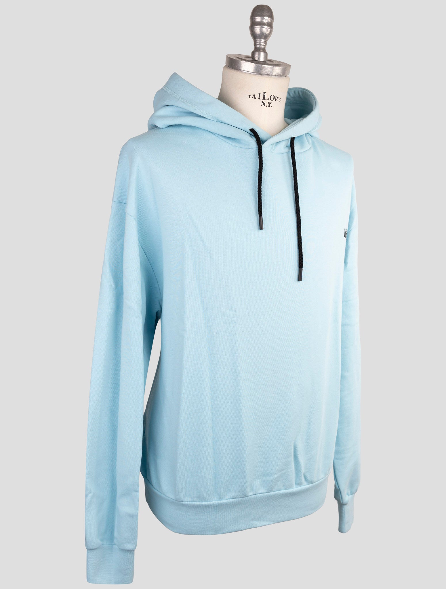 Kiton Knt Light Blue Cotton Sweater Hoodie