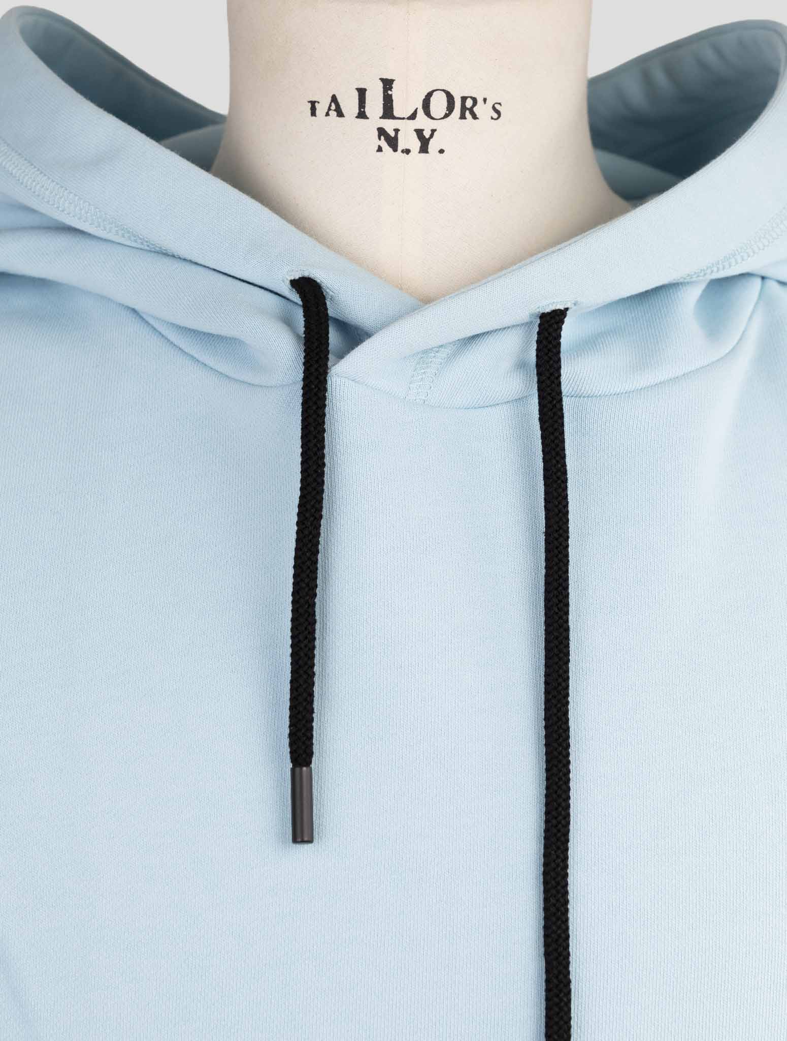 Kiton Knt Light Blue Cotton Sweater Hoodie