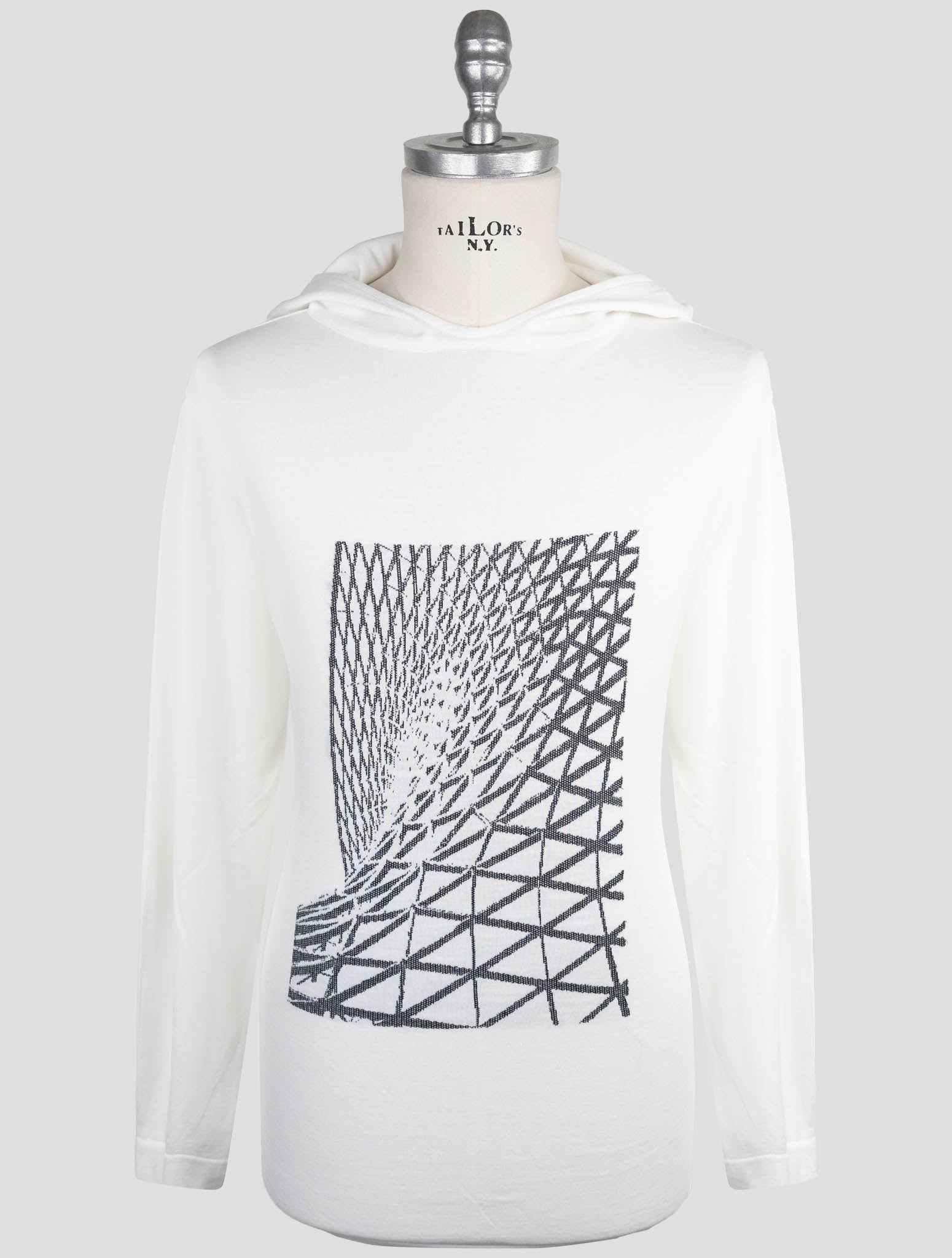 Kiton Knt White Cotton Sweater Hoodie