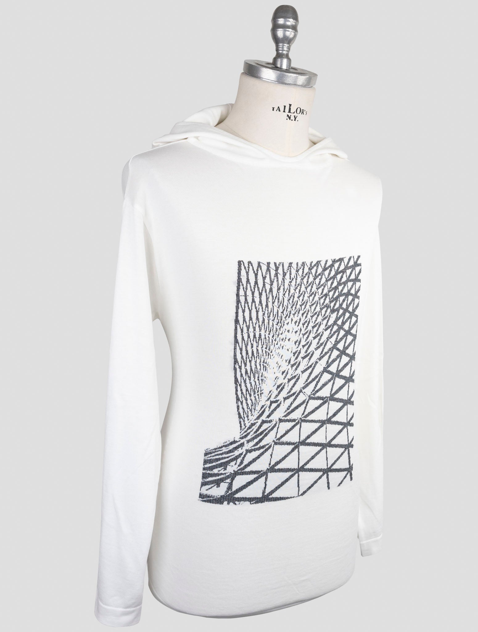 Kiton Knt White Cotton Sweater Hoodie