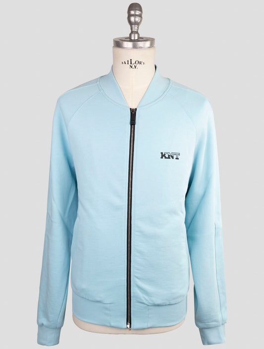 Kiton Knt Light Blue Cotton Sweater Full Zip