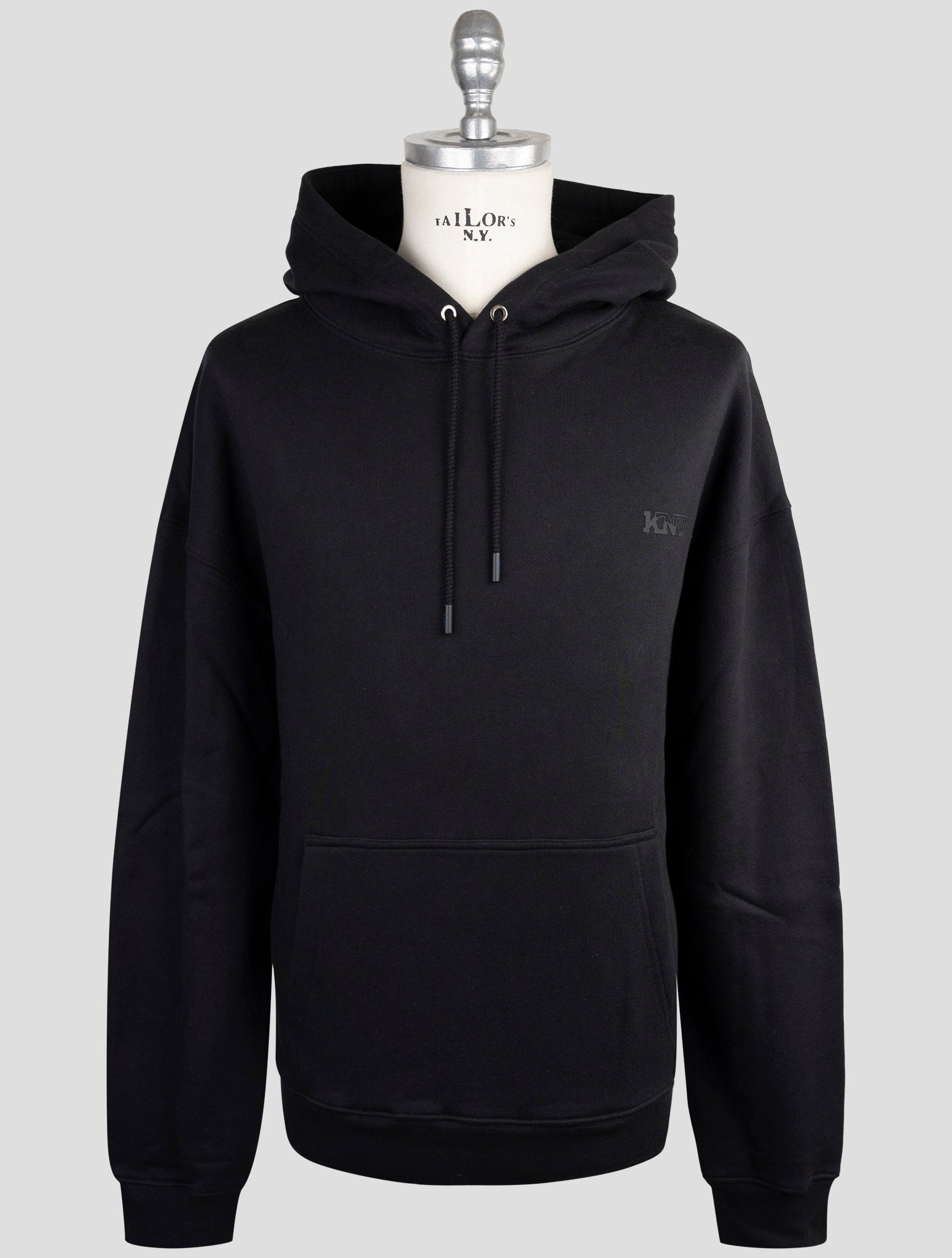 Kiton Knt Black Cotton Sweater Hoodie