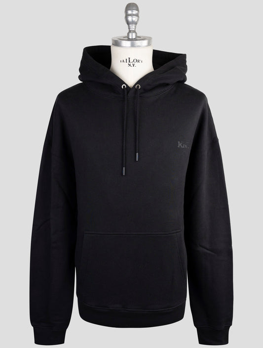 Kiton Knt Black Cotton Sweater Hoodie