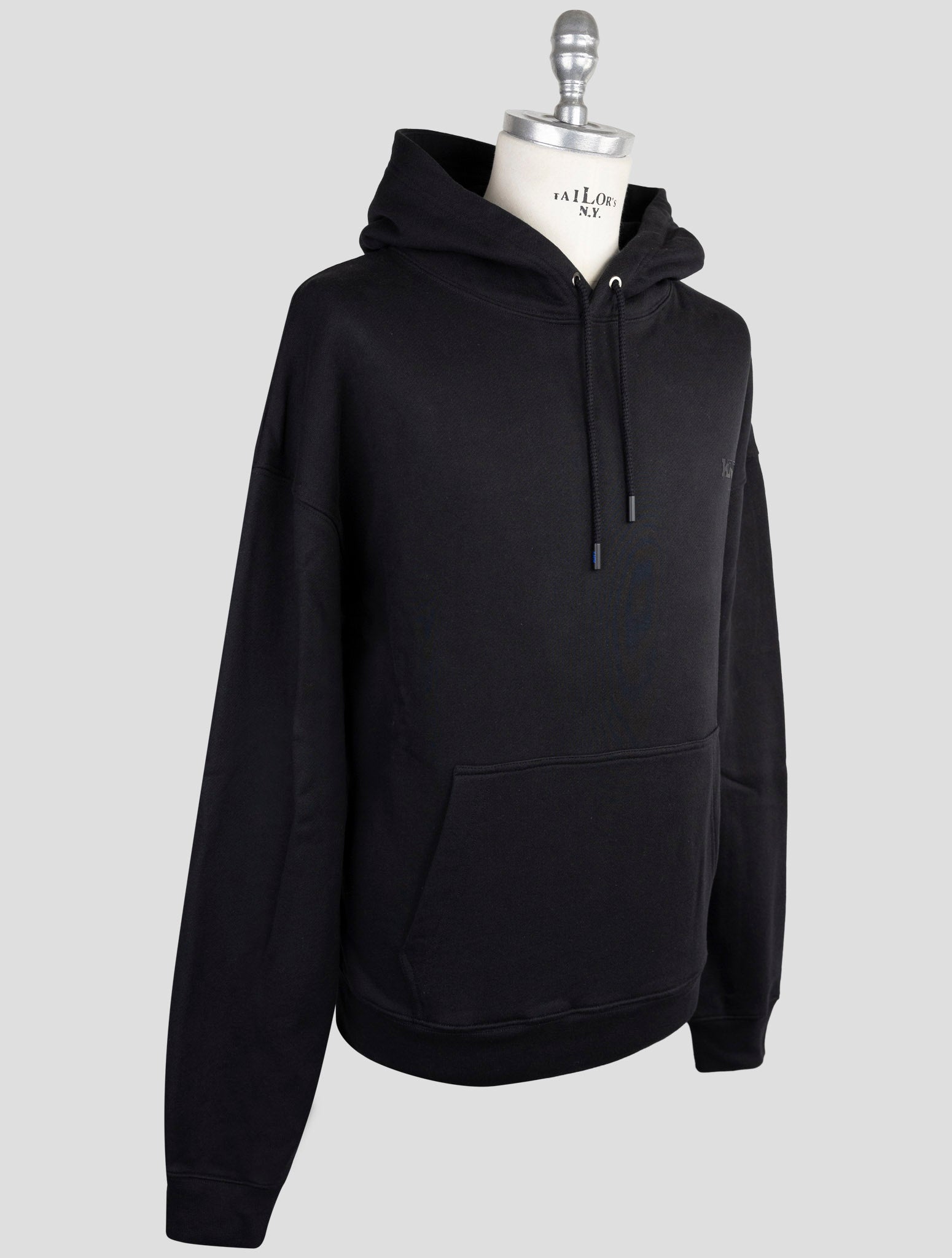 Kiton Knt Black Cotton Sweater Hoodie