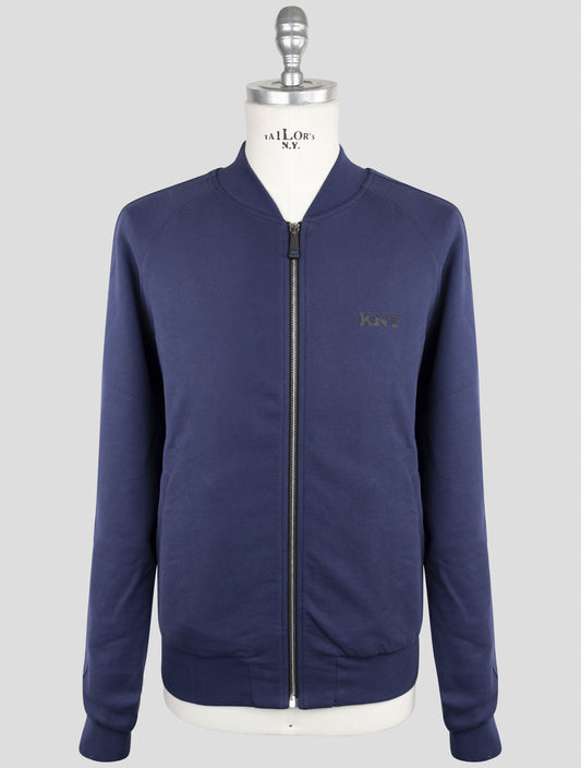 Kiton Knt Blue Cotton Sweater Full Zip