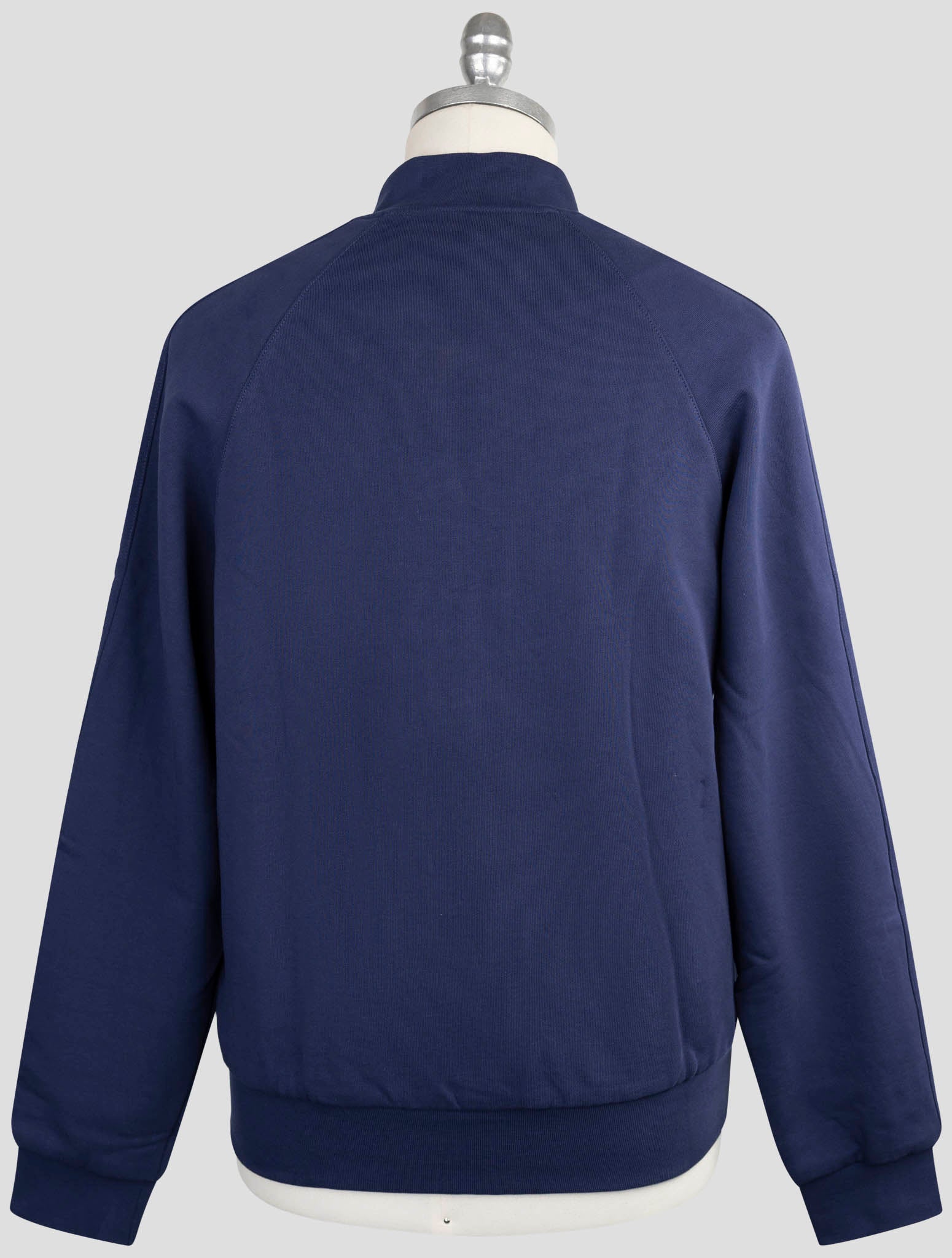 Kiton Knt Blue Cotton Sweater Full Zip