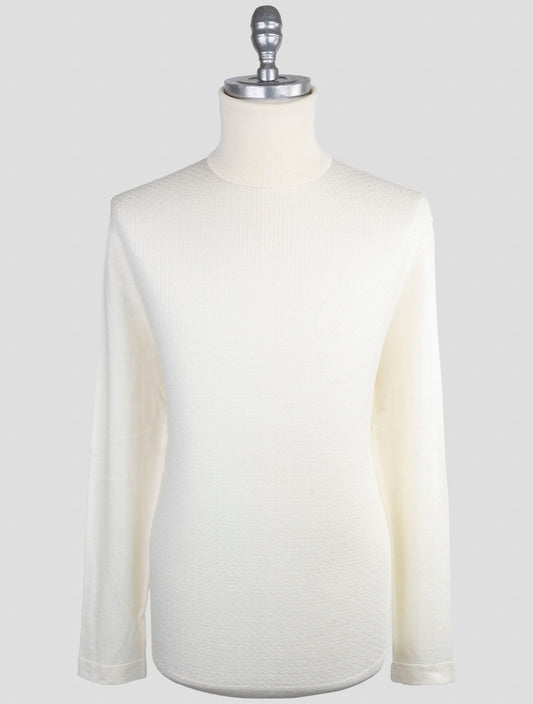 Kiton Knt White Virgin Wool Silk Sweater Turtleneck
