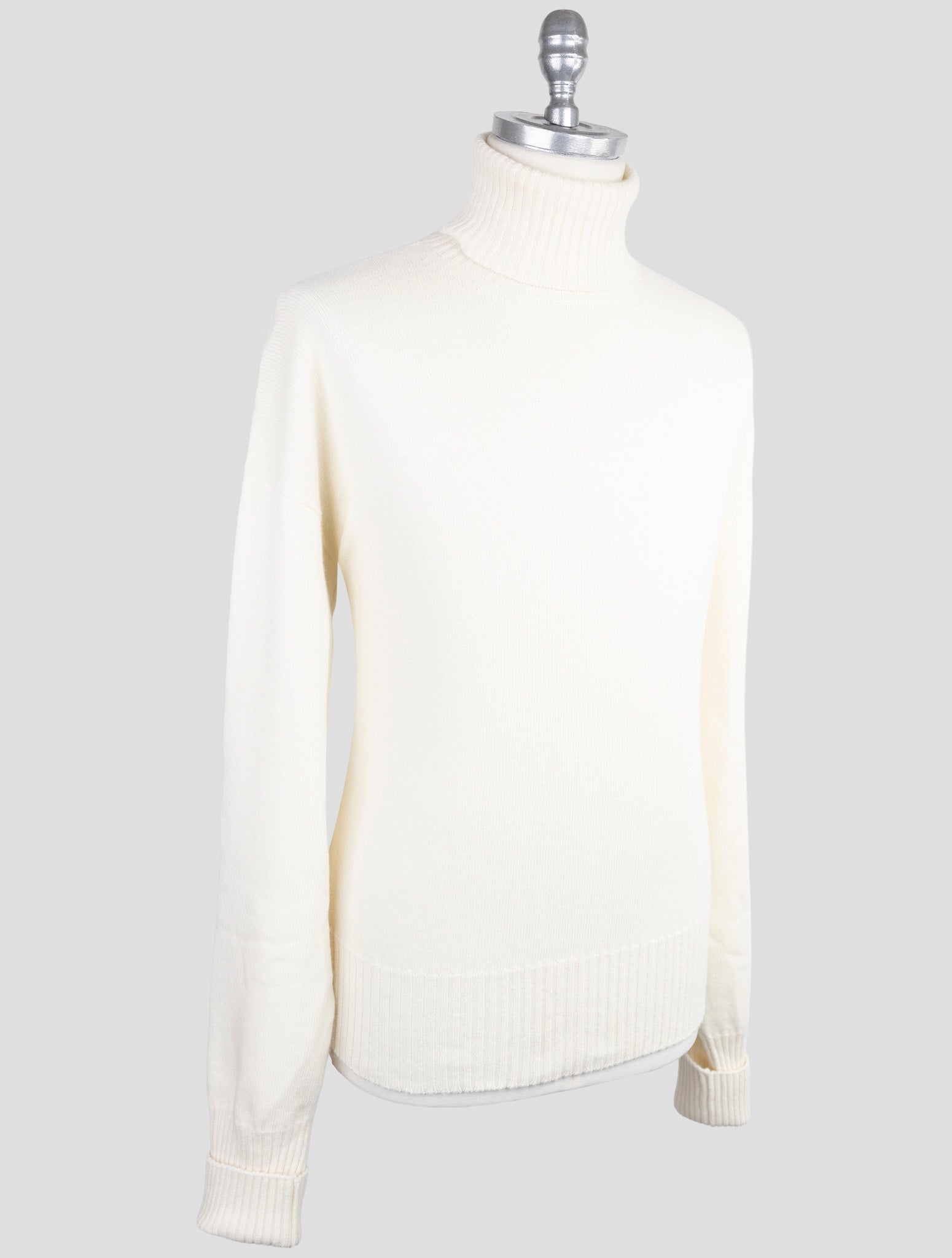 Kiton Knt White Virgin Wool Sweater Turtleneck