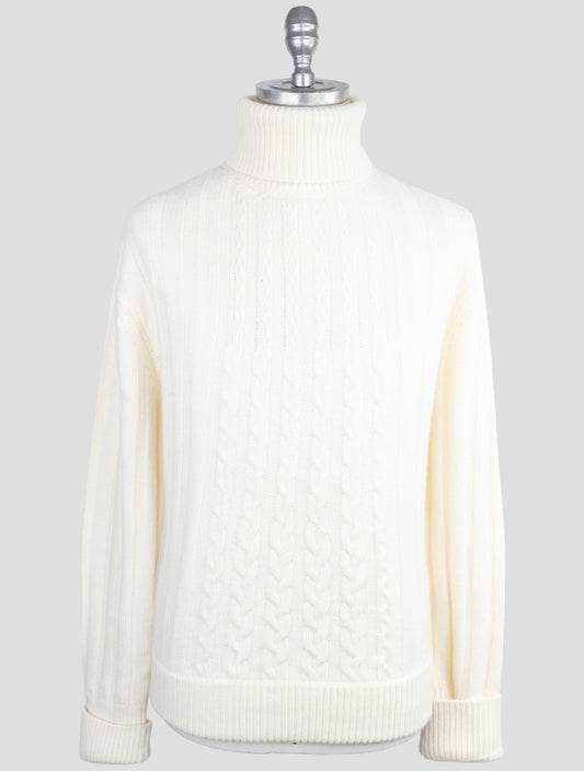 Kiton Knt White Virgin Wool Sweater Turtleneck