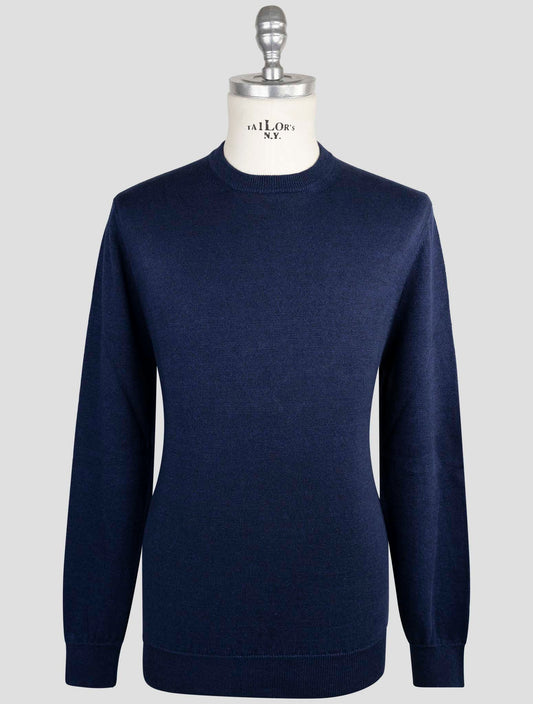Kiton Knt Blue Linen Cotton Sweater Crewneck