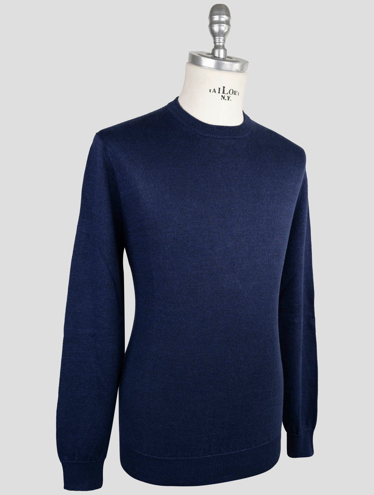 Kiton Knt Blue Linen Cotton Sweater Crewneck