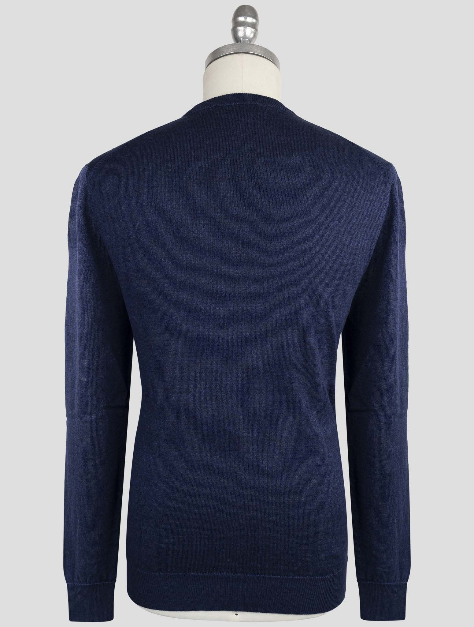 Kiton Knt Blue Linen Cotton Sweater Crewneck