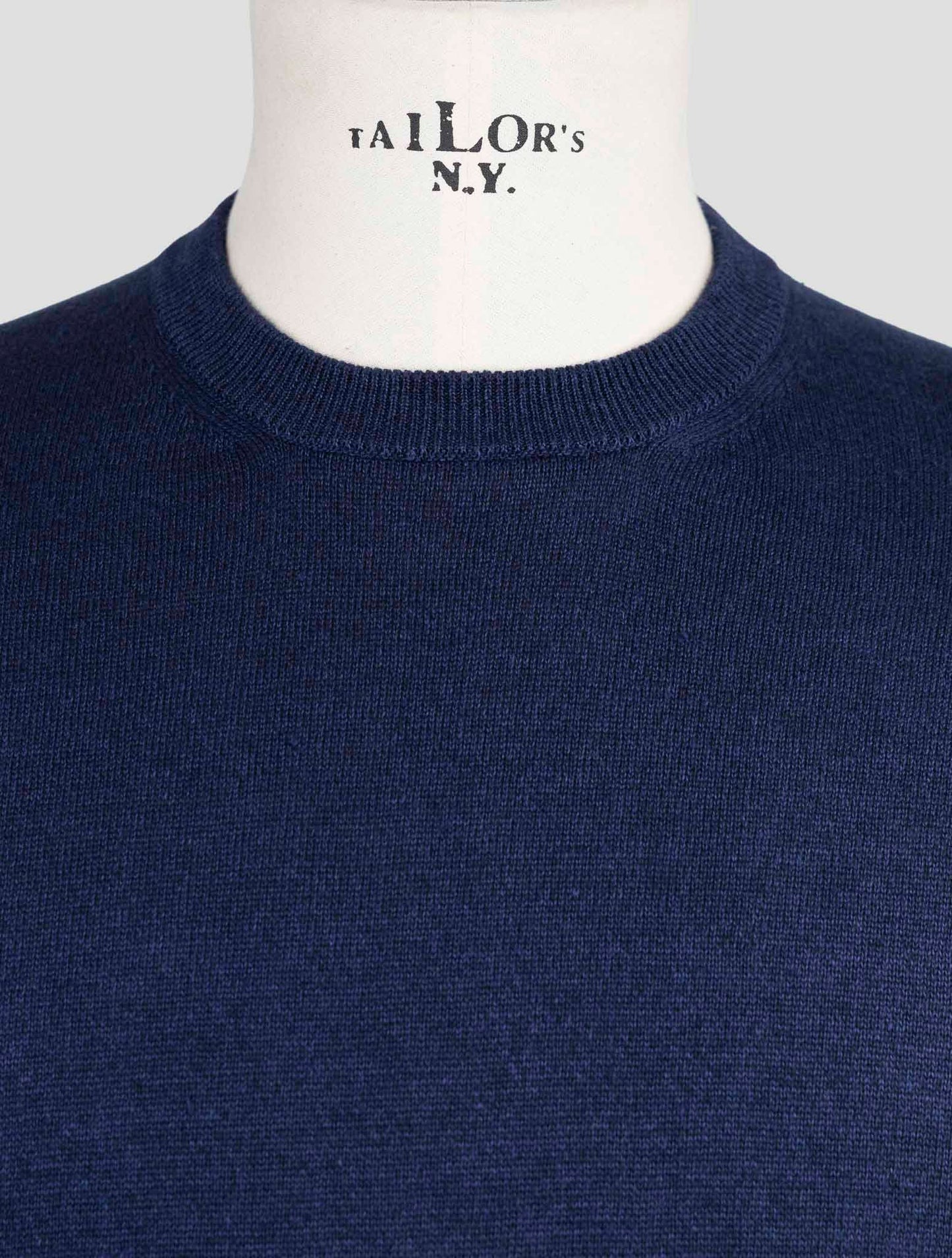 Kiton Knt Blue Linen Cotton Sweater Crewneck