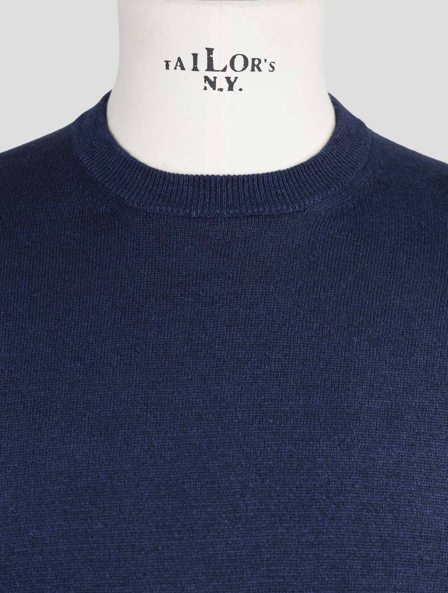 Kiton Knt Blue Linen Cotton Sweater Crewneck